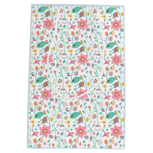 Whimsical  Moederdag Pattern Persoonlijk Medium Cadeauzakje (Achterkant)