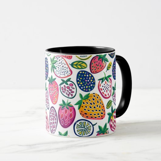 Whimsical Mok met Vibrant Fruit Collage (Voorkant rechts)