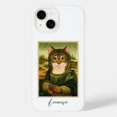 Whimsical Mona Lisa Cat Aangepaste Naam Case-Mate iPhone Case (Achterkant)
