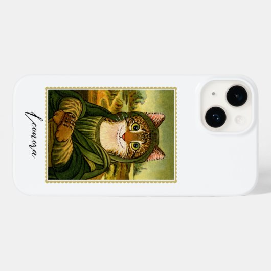 Whimsical Mona Lisa Cat Aangepaste Naam Case-Mate iPhone Case (Achterkant (horizontaal))