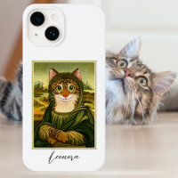 Whimsical Mona Lisa Cat Aangepaste Naam