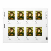 Whimsical Mona Lisa Kat Cadeau Sticker Label (Full Sheet)