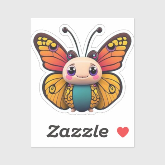 Whimsical Monarch Vlinder Cartoon Graphic Sticker (Vel)