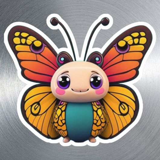 Whimsical Monarch Vlinder Cartoon Graphic Sticker