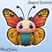 Whimsical Monarch Vlinder Cartoon Graphic Sticker