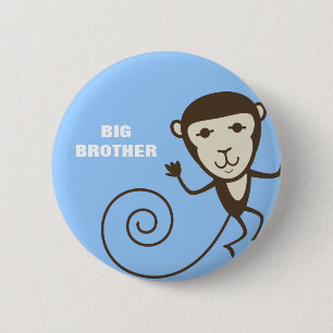 Whimsical Monkey Big Brother Ronde Button 5,7 Cm