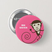 Whimsical Monkey Big Sister Ronde Button 5,7 Cm (Voorkant /achterkant)
