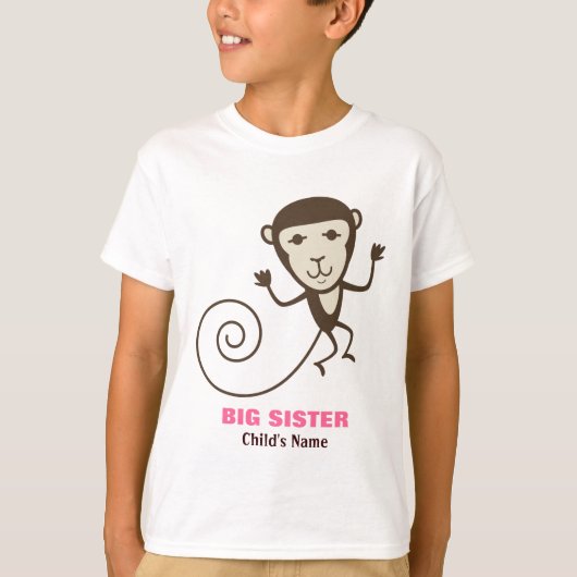 Whimsical Monkey Big Sister T-shirt (Voorkant)