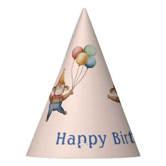 Whimsical Monkey Circus Verjaardagsfeest Feesthoedjes (Links)