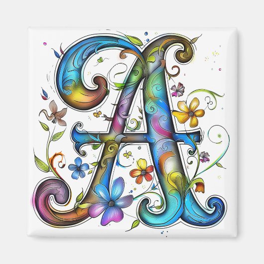 Whimsical Monogram A Magneet (Voorkant)