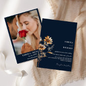 Whimsical Monogram Boho Blue Wildflower bruiloft Kaart