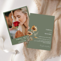 Whimsical Monogram Boho Groene Wildflower Bruiloft