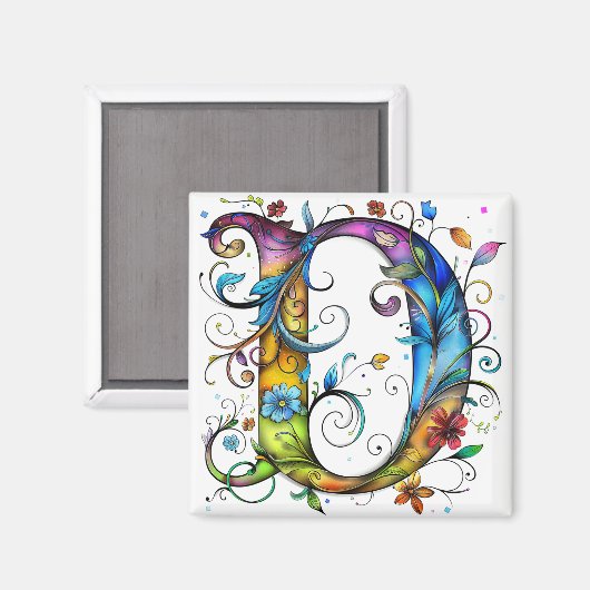 Whimsical Monogram D Magneet (Voorkant / Achterkant)