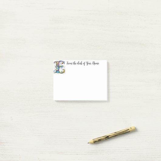 Whimsical Monogram E Post-it® Notes (Op bureau)
