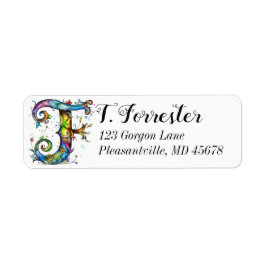 Whimsical Monogram F Etiket