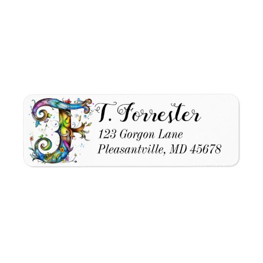 Whimsical Monogram F Etiket (Voorkant)