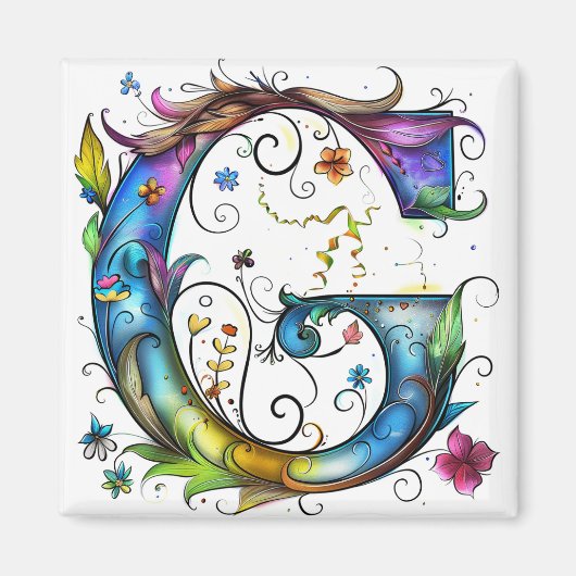Whimsical Monogram G Magneet (Voorkant)