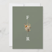 Whimsical Monogram Ivoor Groene Wildflower Bruilof Kaart (Achterkant)