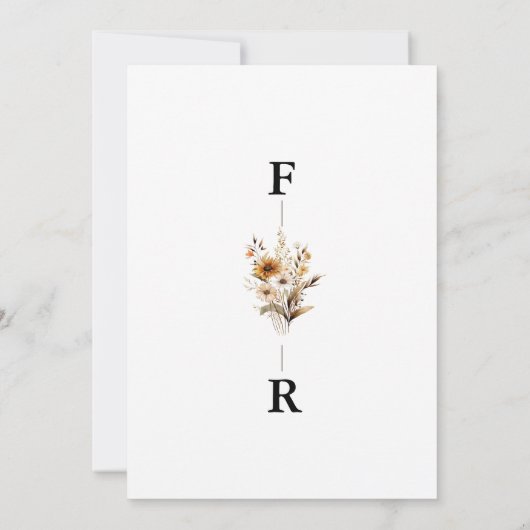 Whimsical Monogram Ivoor Wildflower Bruiloft Kaart (Achterkant)
