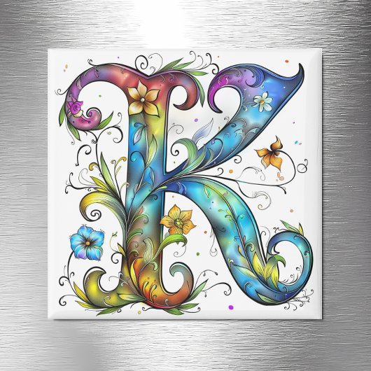 Whimsical Monogram K Magneet