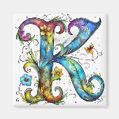 Whimsical Monogram K Magneet (Voorkant)
