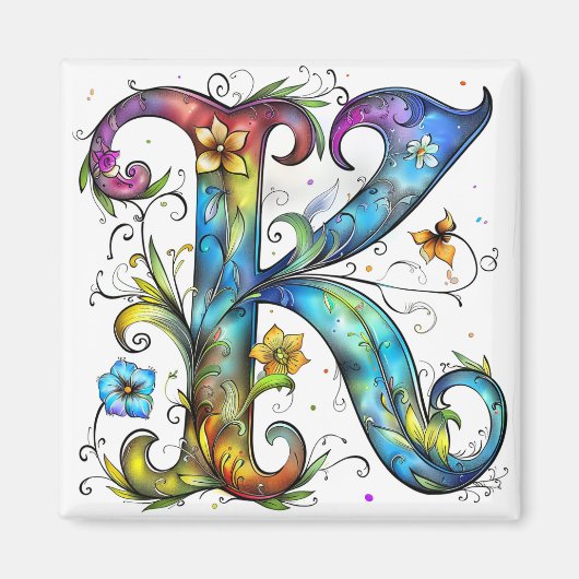 Whimsical Monogram K Magneet (Voorkant)
