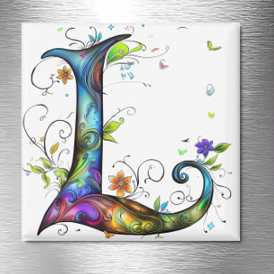 Whimsical Monogram L Magneet