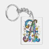 Whimsical Monogram Letter A Sleutelhanger (Voorkant Links)