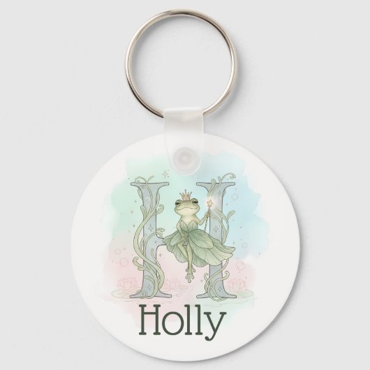 Whimsical Monogram Letter H Sleutelhanger (Voorkant)