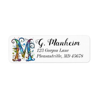 Whimsical Monogram M Etiket