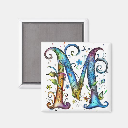 Whimsical Monogram M Magneet (Voorkant / Achterkant)