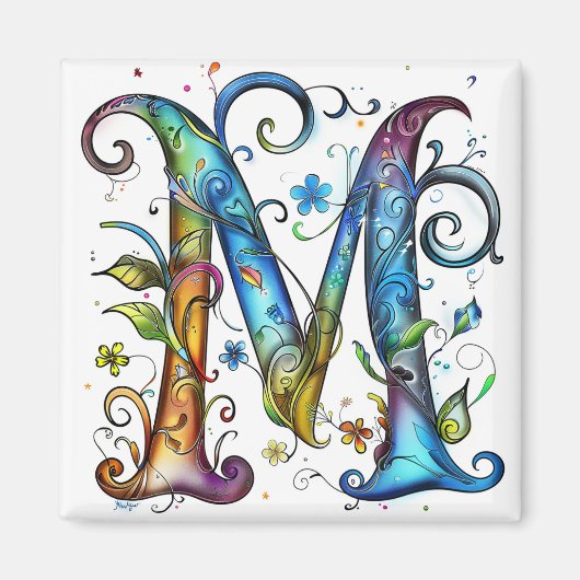 Whimsical Monogram M Magneet (Voorkant)