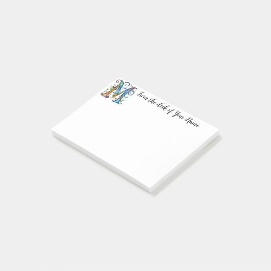 Whimsical Monogram M Post-it® Notes (Schuin)