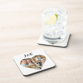 Whimsical Monogram Mooie Hart Fotocollage Bier Onderzetter (Rechterzijde)