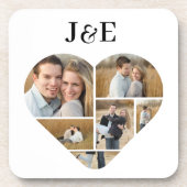 Whimsical Monogram Mooie Hart Fotocollage Bier Onderzetter (Voorkant)