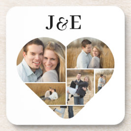 Whimsical Monogram Mooie Hart Fotocollage Bier Onderzetter