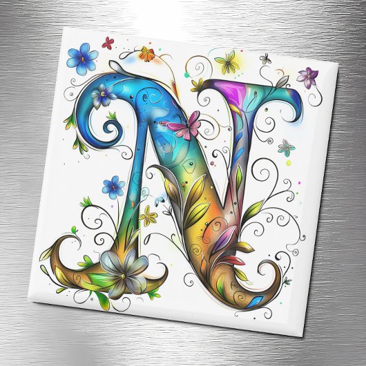 Whimsical-monogram N Magneet