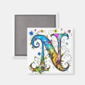 Whimsical-monogram N Magneet (Voorkant / Achterkant)