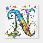 Whimsical-monogram N Magneet (Voorkant)