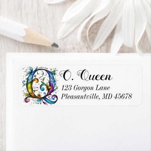 Whimsical Monogram Q Etiket (Insitu)