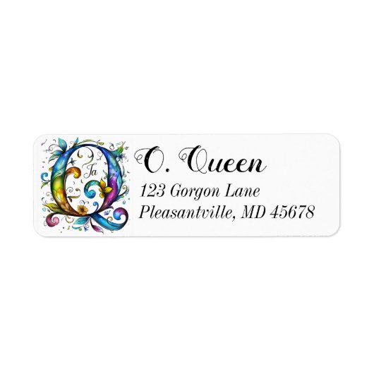 Whimsical Monogram Q Etiket (Voorkant)
