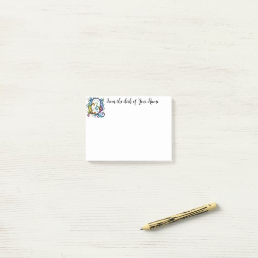 Whimsical Monogram Q Post-it® Notes (Op bureau)