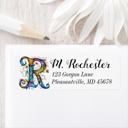 Whimsical Monogram R Etiket (Insitu)