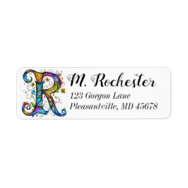 Whimsical Monogram R Etiket