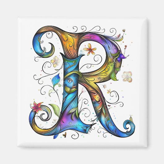 Whimsical Monogram R Magneet (Voorkant)