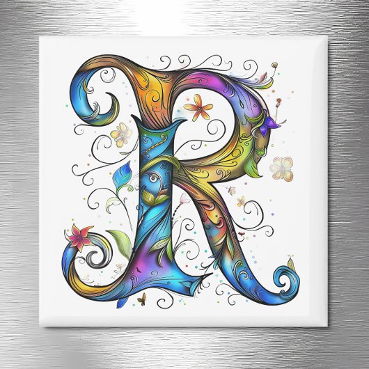 Whimsical Monogram R Magneet