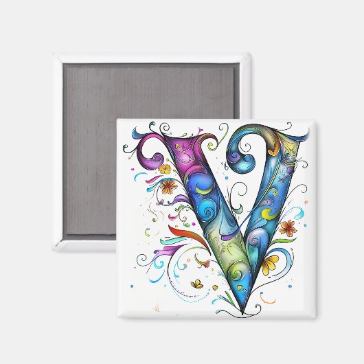 Whimsical Monogram V Magneet (Voorkant / Achterkant)