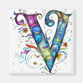 Whimsical Monogram V Magneet (Voorkant)