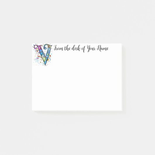 Whimsical Monogram V Post-it® Notes (Voorkant)