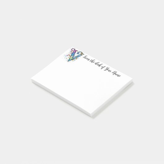 Whimsical Monogram V Post-it® Notes (Schuin)